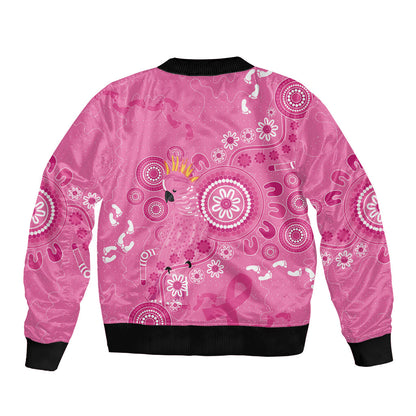 Pink Ribbon Australia Sleeve Zip Bomber Jacket Breast Cancer Support Aboriginal Cacatua leadbeateri