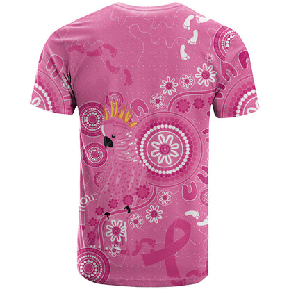 Pink Ribbon Australia T Shirt Breast Cancer Support Aboriginal Cacatua leadbeateri