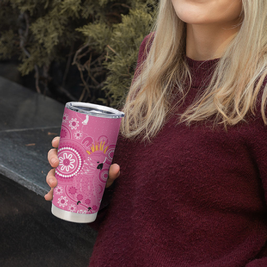Pink Ribbon Australia Tumbler Cup Breast Cancer Support Aboriginal Cacatua leadbeateri