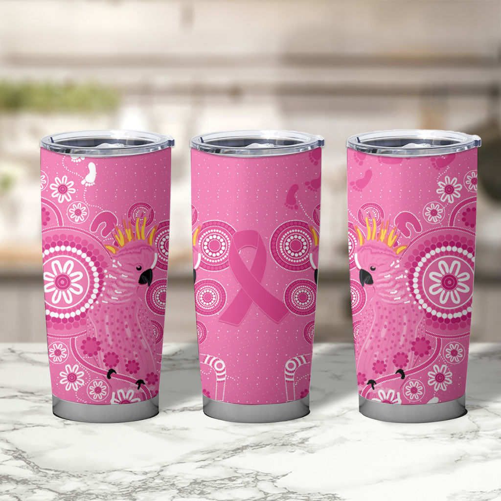 Pink Ribbon Australia Tumbler Cup Breast Cancer Support Aboriginal Cacatua leadbeateri