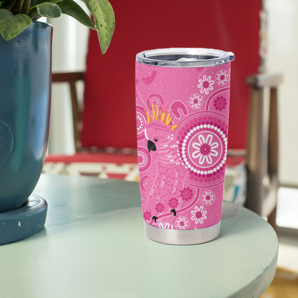 Pink Ribbon Australia Tumbler Cup Breast Cancer Support Aboriginal Cacatua leadbeateri