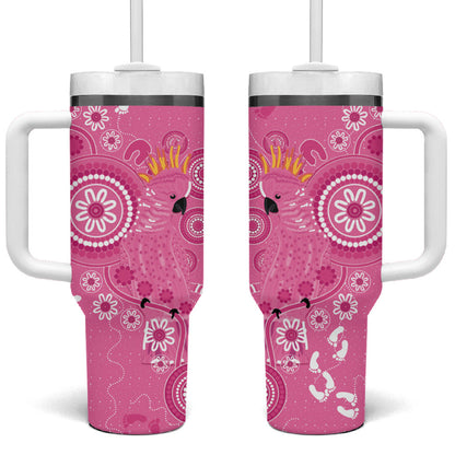 Pink Ribbon Australia Tumbler With Handle Breast Cancer Support Aboriginal Cacatua leadbeateri