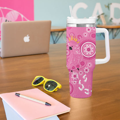Pink Ribbon Australia Tumbler With Handle Breast Cancer Support Aboriginal Cacatua leadbeateri