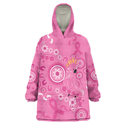 Pink Ribbon Australia Wearable Blanket Hoodie Breast Cancer Support Aboriginal Cacatua leadbeateri