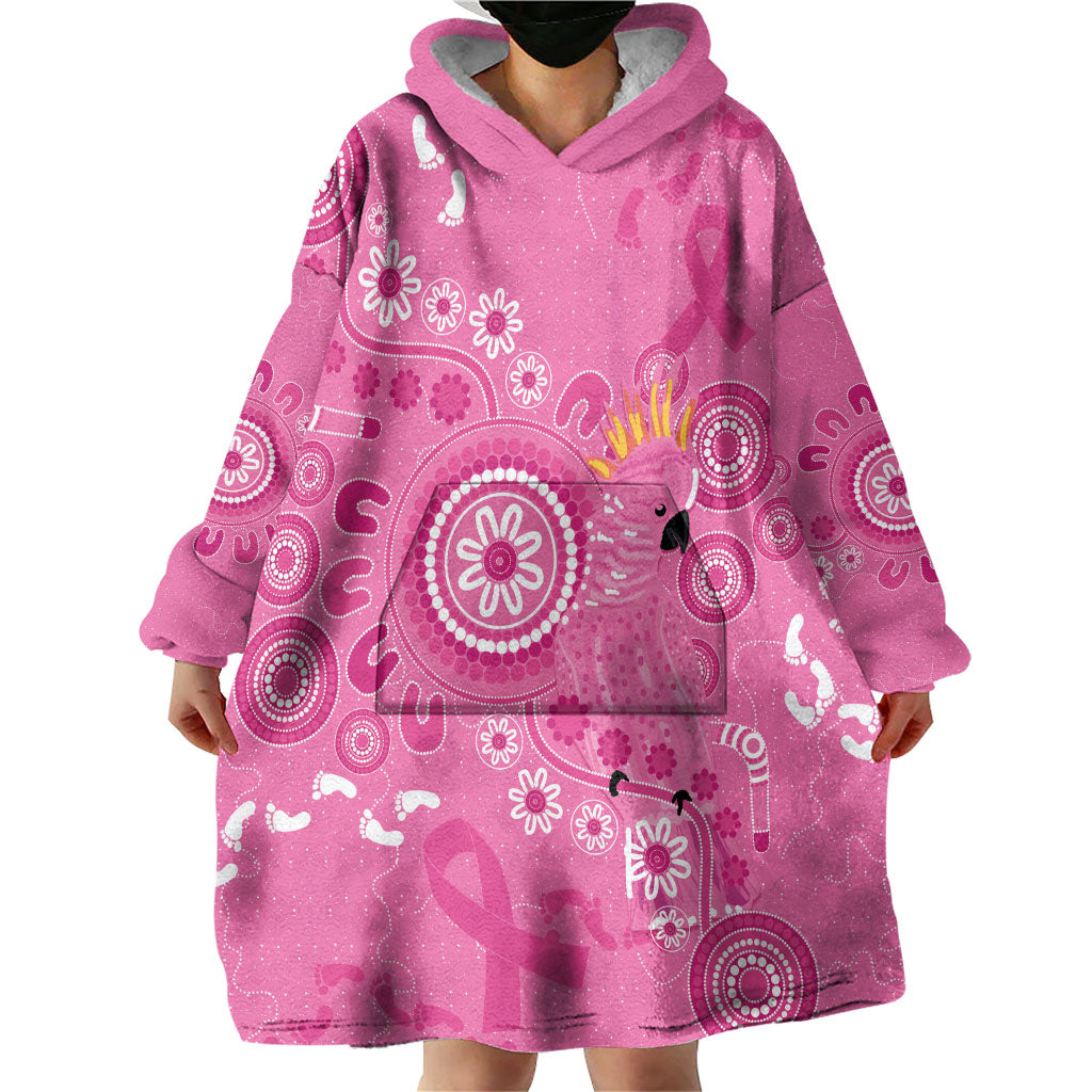 Pink Ribbon Australia Wearable Blanket Hoodie Breast Cancer Support Aboriginal Cacatua leadbeateri
