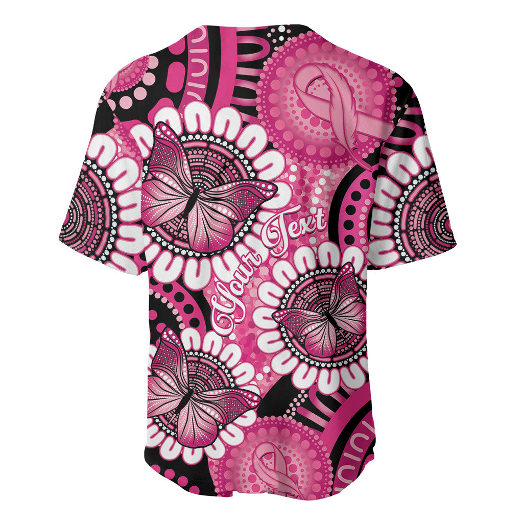 Personalised Australia Indigenous Baseball Jersey Breast Cancer Ribbon Think Pink - Black Version