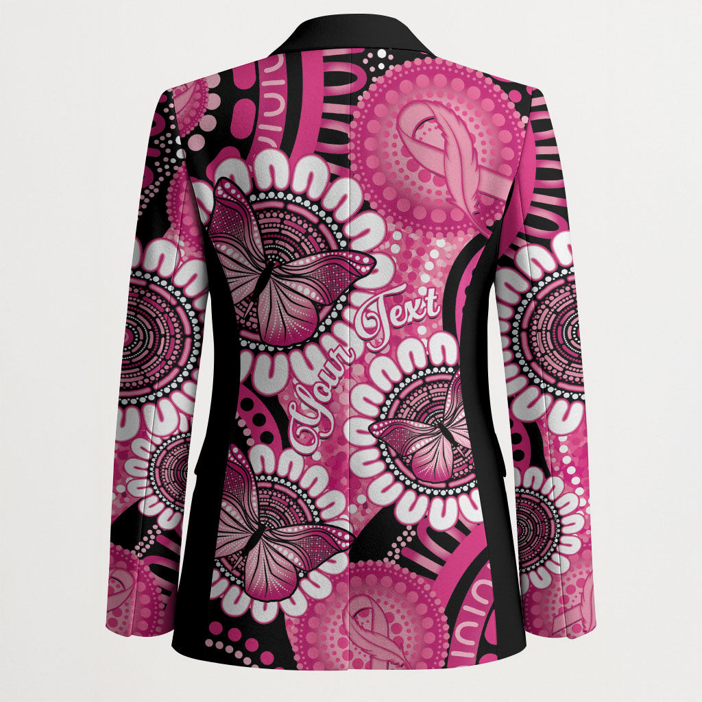 Personalised Australia Indigenous Blazer Breast Cancer Ribbon Think Pink - Black Version