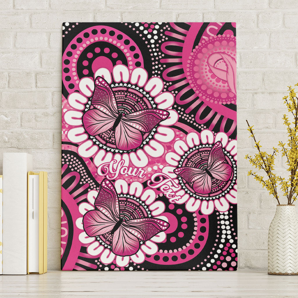 Personalised Australia Indigenous Canvas Wall Art Breast Cancer Ribbon Think Pink - Black Version