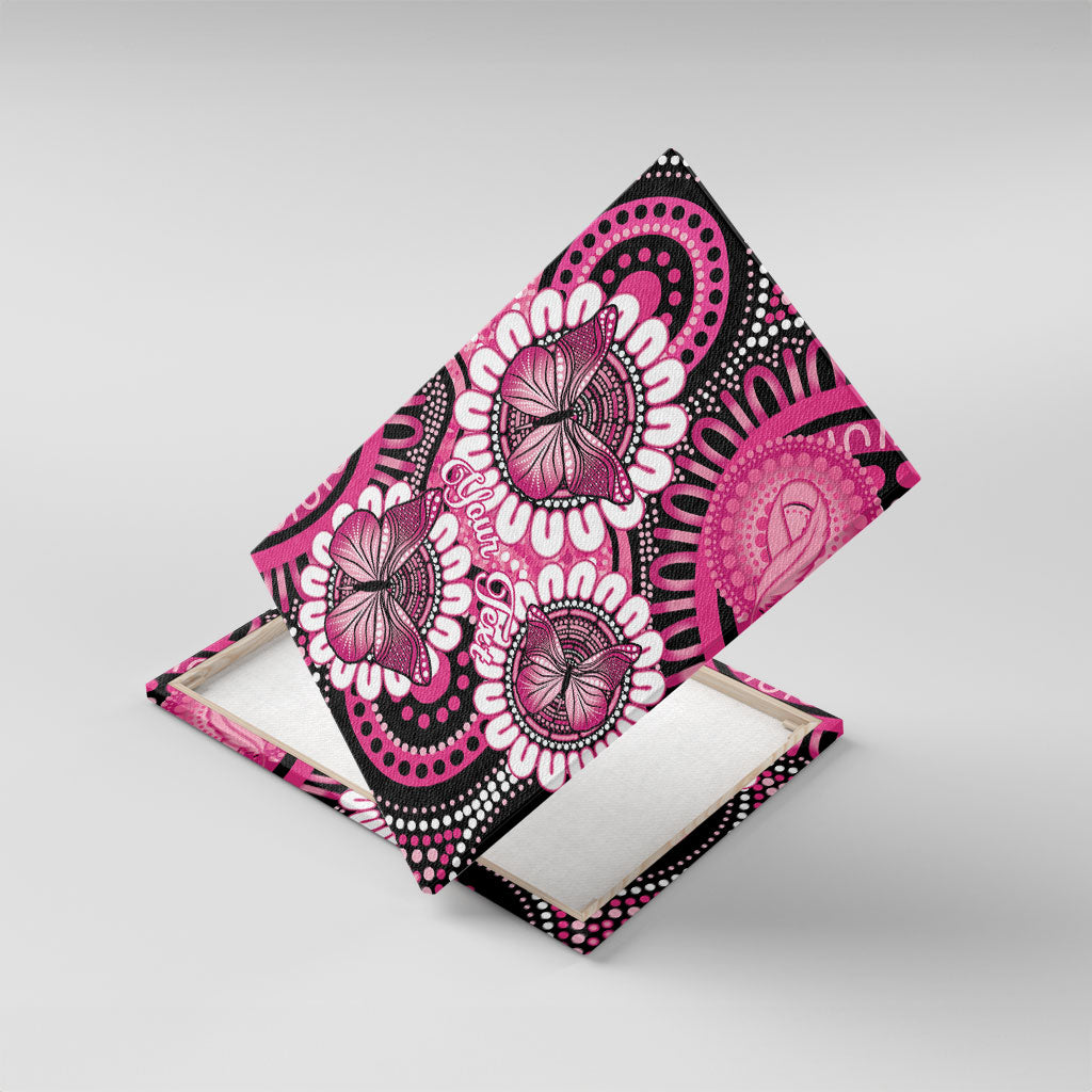 Personalised Australia Indigenous Canvas Wall Art Breast Cancer Ribbon Think Pink - Black Version