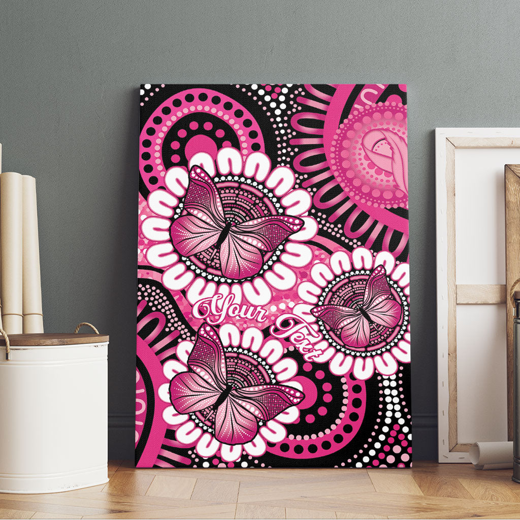 Personalised Australia Indigenous Canvas Wall Art Breast Cancer Ribbon Think Pink - Black Version