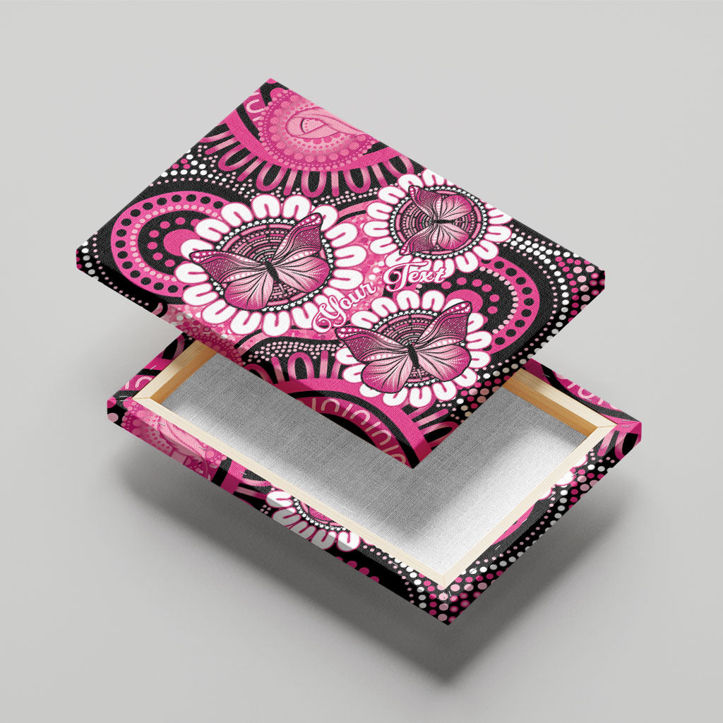 Personalised Australia Indigenous Canvas Wall Art Breast Cancer Ribbon Think Pink - Black Version