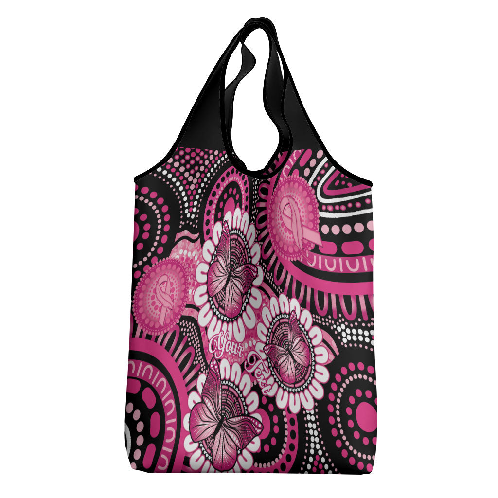 Personalised Australia Indigenous Grocery Bag Breast Cancer Ribbon Think Pink - Black Version