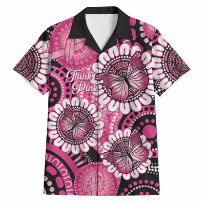 Personalised Australia Indigenous Hawaiian Shirt Breast Cancer Ribbon Think Pink - Black Version