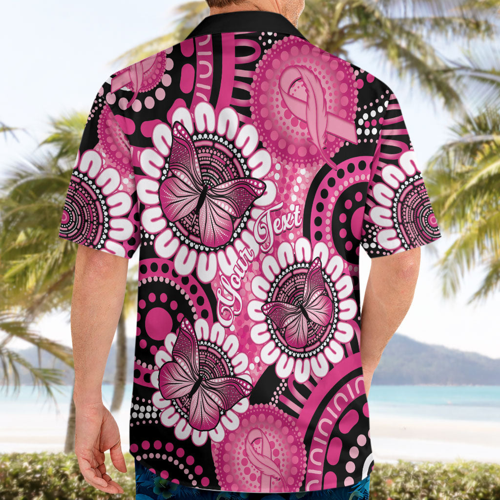 Personalised Australia Indigenous Hawaiian Shirt Breast Cancer Ribbon Think Pink - Black Version