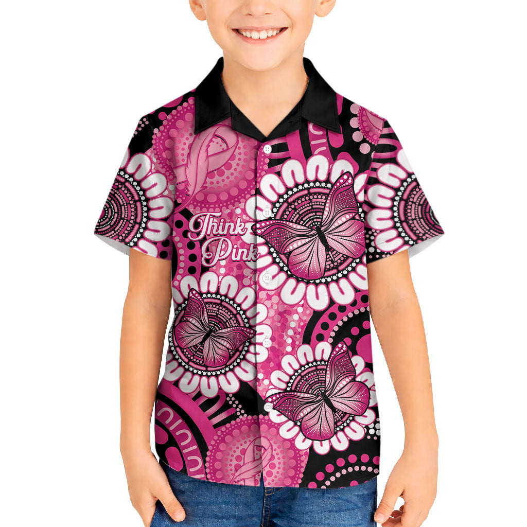 Personalised Australia Indigenous Hawaiian Shirt Breast Cancer Ribbon Think Pink - Black Version