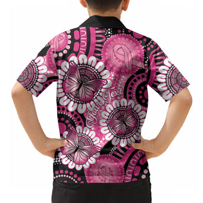 Personalised Australia Indigenous Hawaiian Shirt Breast Cancer Ribbon Think Pink - Black Version