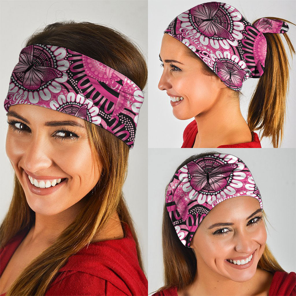 Personalised Australia Indigenous Neck Gaiter Breast Cancer Ribbon Think Pink - Black Version