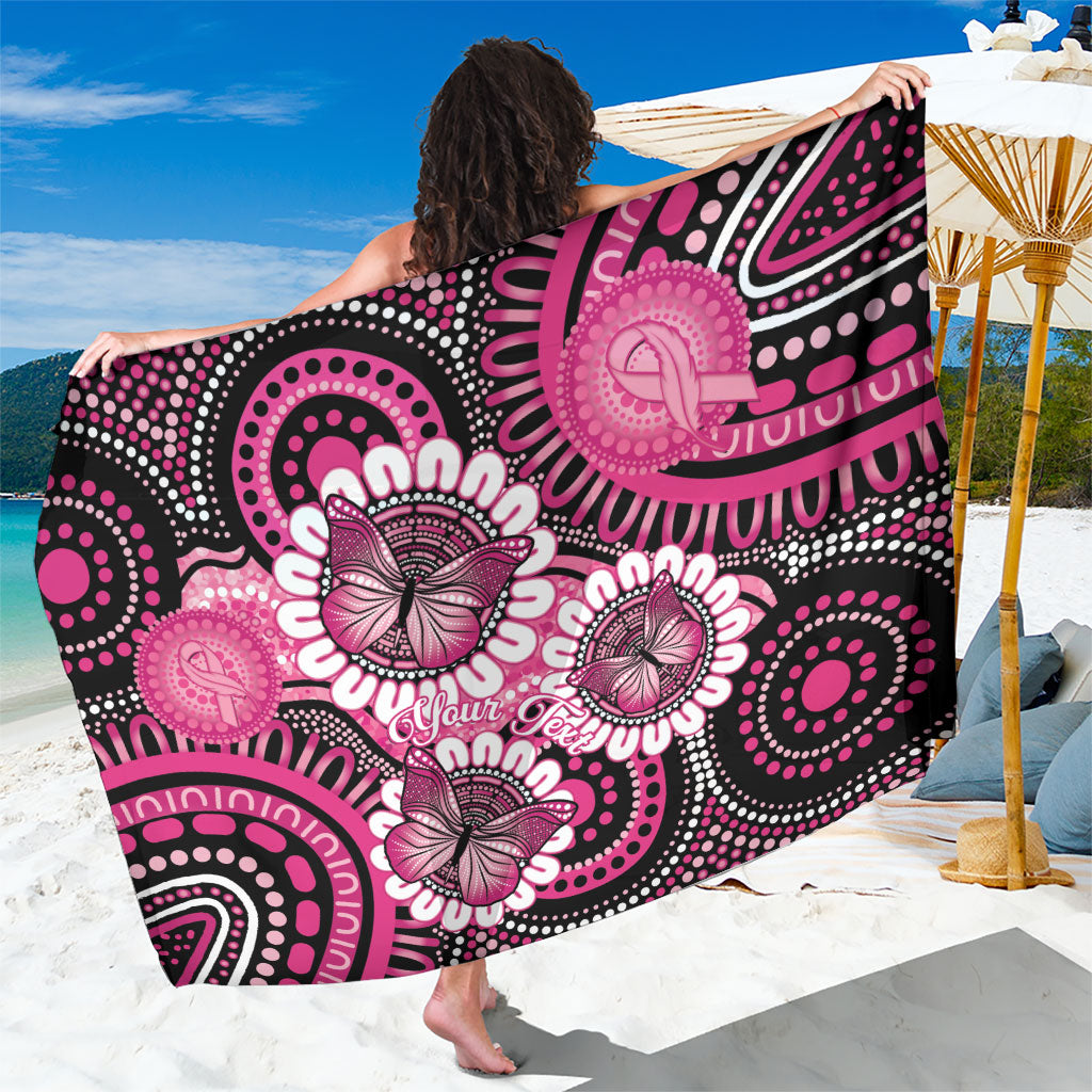 Personalised Australia Indigenous Sarong Breast Cancer Ribbon Think Pink - Black Version