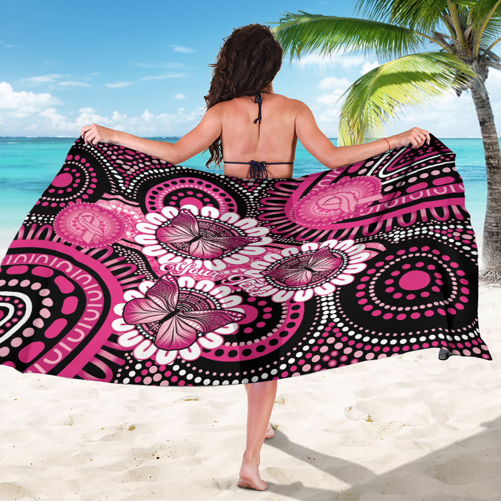 Personalised Australia Indigenous Sarong Breast Cancer Ribbon Think Pink - Black Version