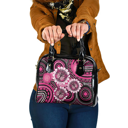 Personalised Australia Indigenous Shoulder Handbag Breast Cancer Ribbon Think Pink - Black Version