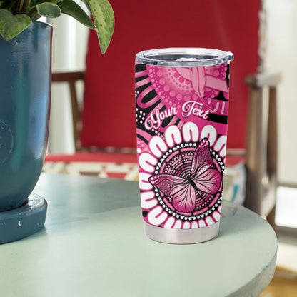 Personalised Australia Indigenous Tumbler Cup Breast Cancer Ribbon Think Pink - Black Version