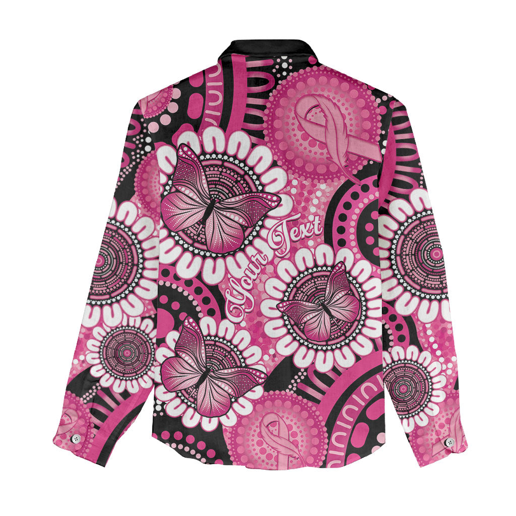 Personalised Australia Indigenous Women Casual Shirt Breast Cancer Ribbon Think Pink - Black Version