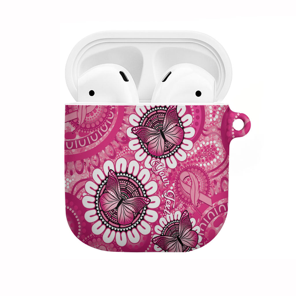 Personalised Australia Indigenous AirPods Case Breast Cancer Ribbon Think Pink - Pink Version