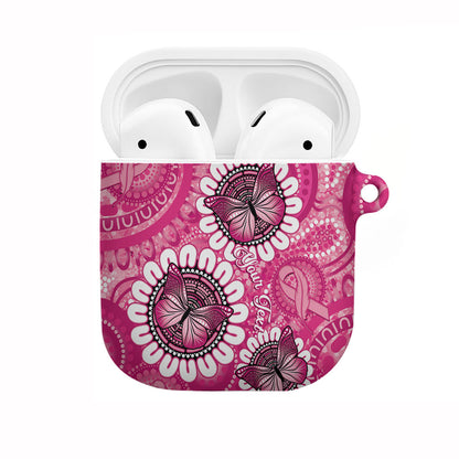 Personalised Australia Indigenous AirPods Case Breast Cancer Ribbon Think Pink - Pink Version
