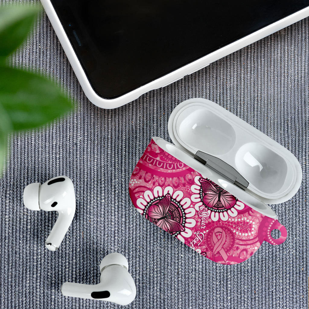 Personalised Australia Indigenous AirPods Case Breast Cancer Ribbon Think Pink - Pink Version