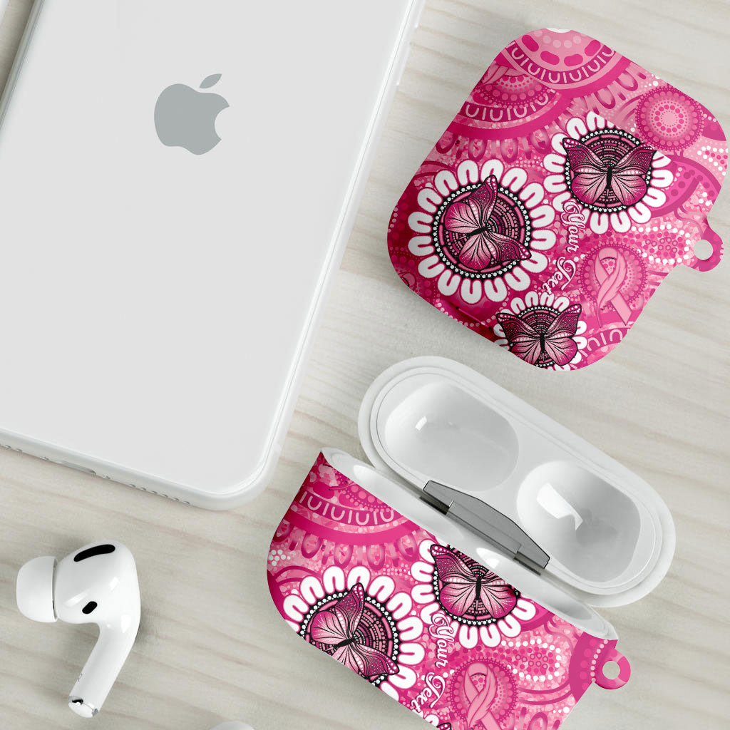 Personalised Australia Indigenous AirPods Case Breast Cancer Ribbon Think Pink - Pink Version