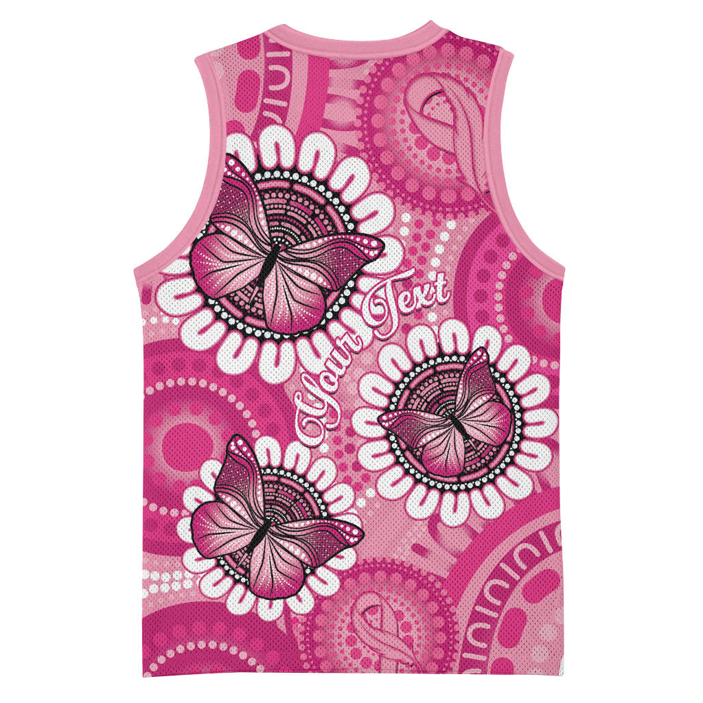 Personalised Australia Indigenous Basketball Jersey Breast Cancer Ribbon Think Pink - Pink Version
