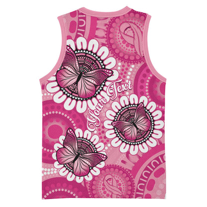 Personalised Australia Indigenous Basketball Jersey Breast Cancer Ribbon Think Pink - Pink Version