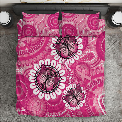 Personalised Australia Indigenous Bedding Set Breast Cancer Ribbon Think Pink - Pink Version