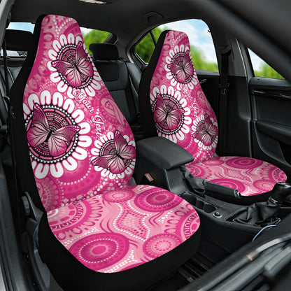 Personalised Australia Indigenous Car Seat Cover Breast Cancer Ribbon Think Pink - Pink Version