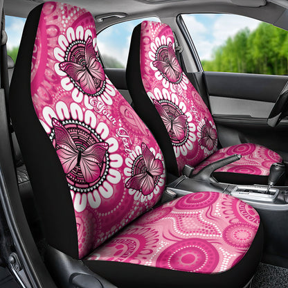 Personalised Australia Indigenous Car Seat Cover Breast Cancer Ribbon Think Pink - Pink Version