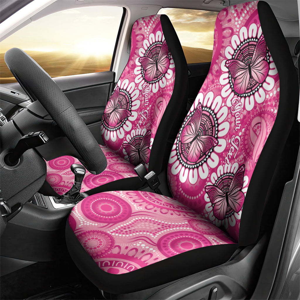 Personalised Australia Indigenous Car Seat Cover Breast Cancer Ribbon Think Pink - Pink Version