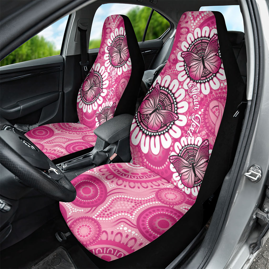 Personalised Australia Indigenous Car Seat Cover Breast Cancer Ribbon Think Pink - Pink Version