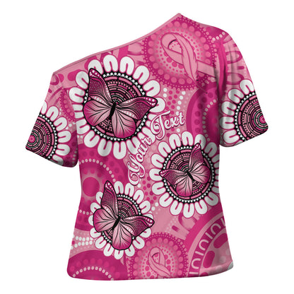 Personalised Australia Indigenous Cross Shoulder Shirt Breast Cancer Ribbon Think Pink - Pink Version