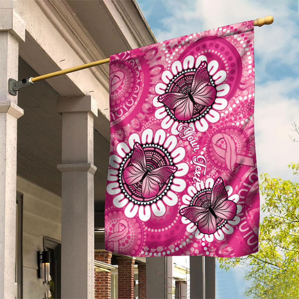 Personalised Australia Indigenous Garden Flag Breast Cancer Ribbon Think Pink - Pink Version