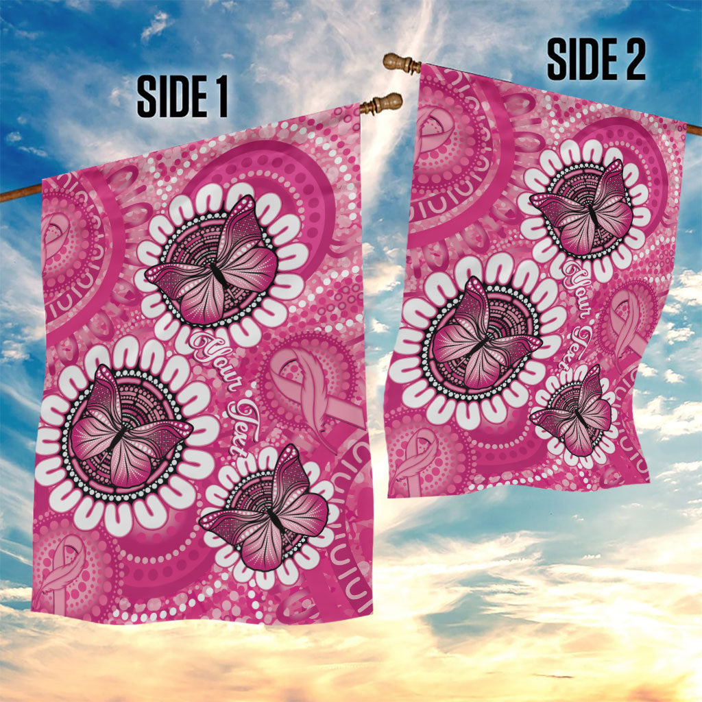 Personalised Australia Indigenous Garden Flag Breast Cancer Ribbon Think Pink - Pink Version