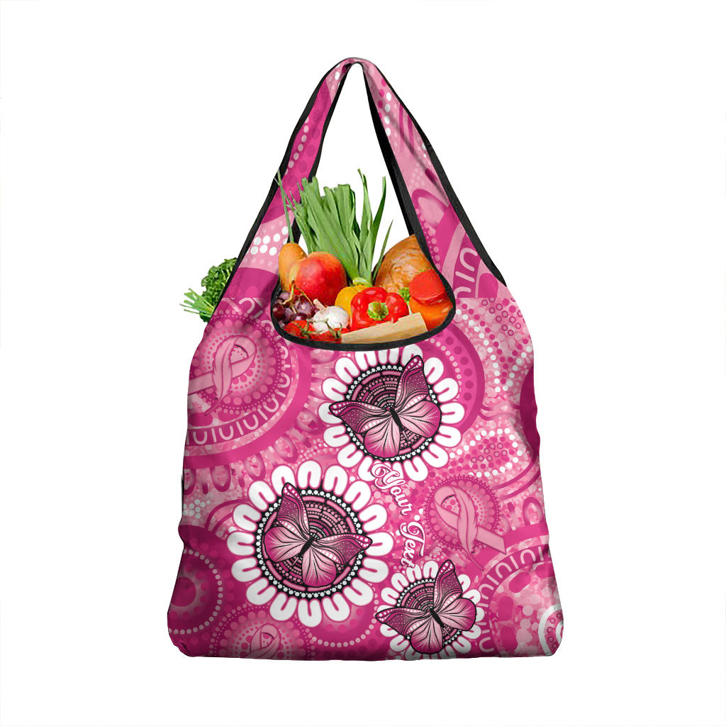 Personalised Australia Indigenous Grocery Bag Breast Cancer Ribbon Think Pink - Pink Version