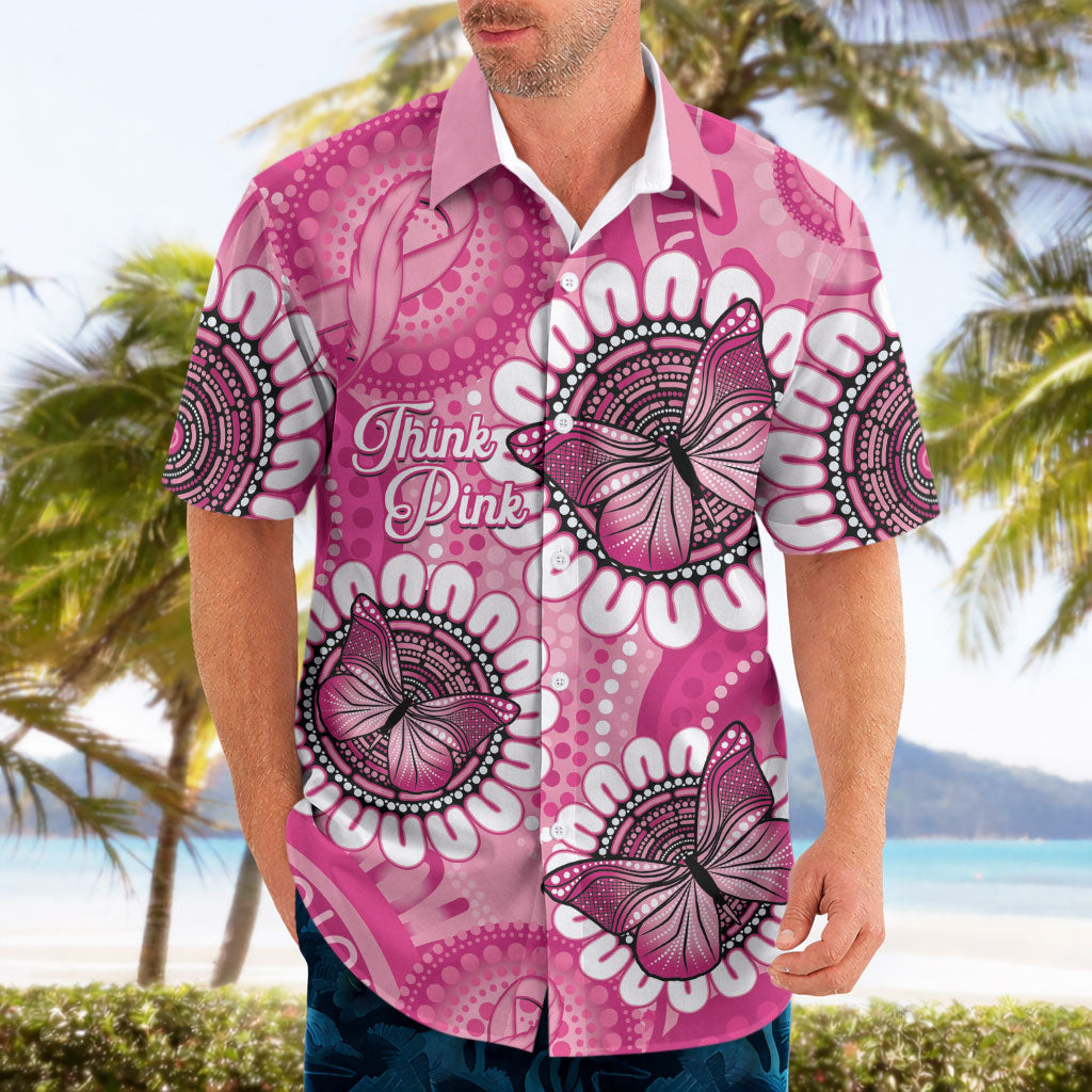 Personalised Australia Indigenous Hawaiian Shirt Breast Cancer Ribbon Think Pink - Pink Version