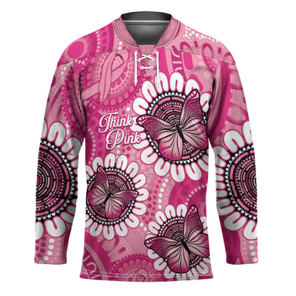 Personalised Australia Indigenous Hockey Jersey Breast Cancer Ribbon Think Pink - Pink Version