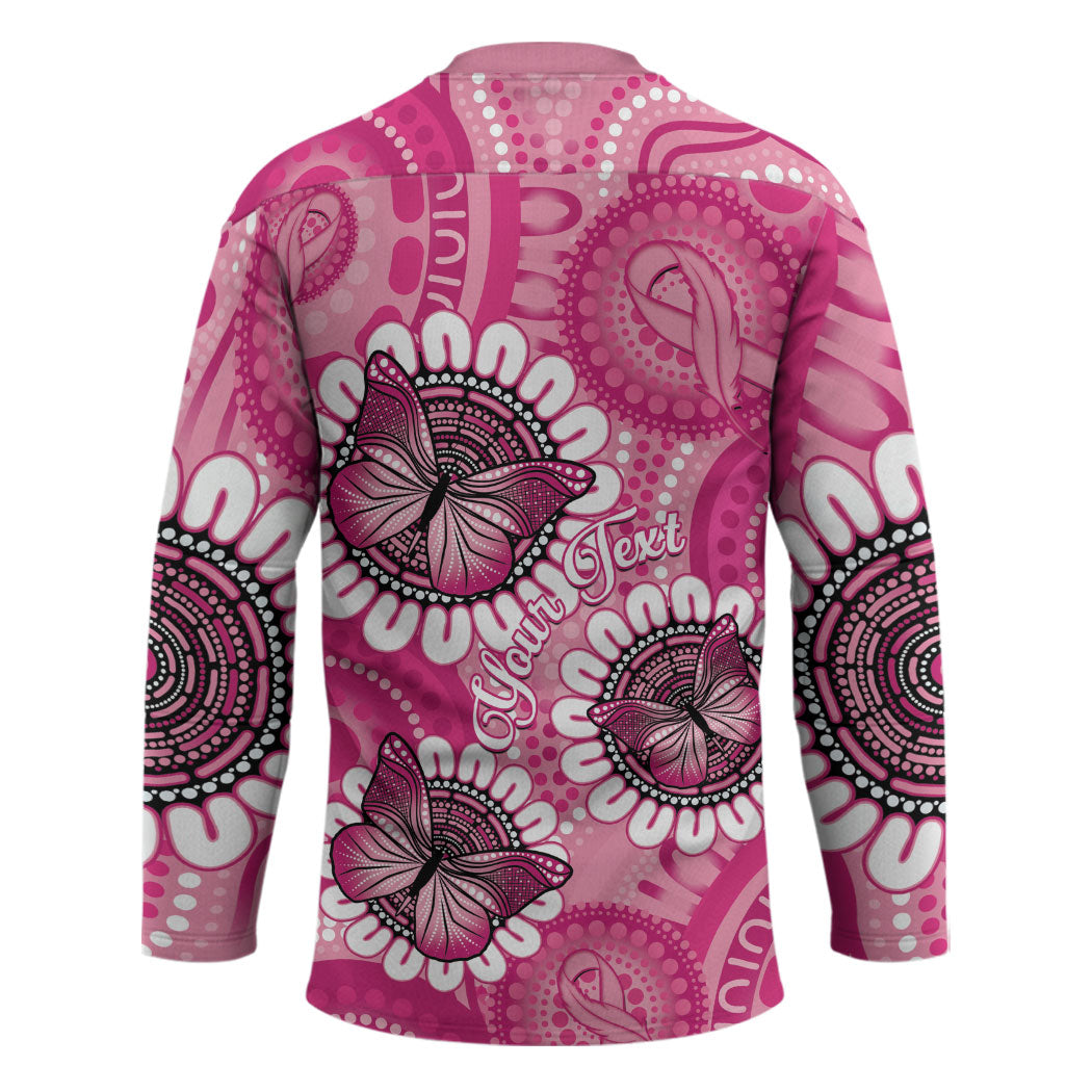 Personalised Australia Indigenous Hockey Jersey Breast Cancer Ribbon Think Pink - Pink Version