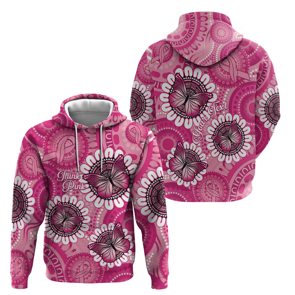 Personalised Australia Indigenous Hoodie Breast Cancer Ribbon Think Pink - Pink Version
