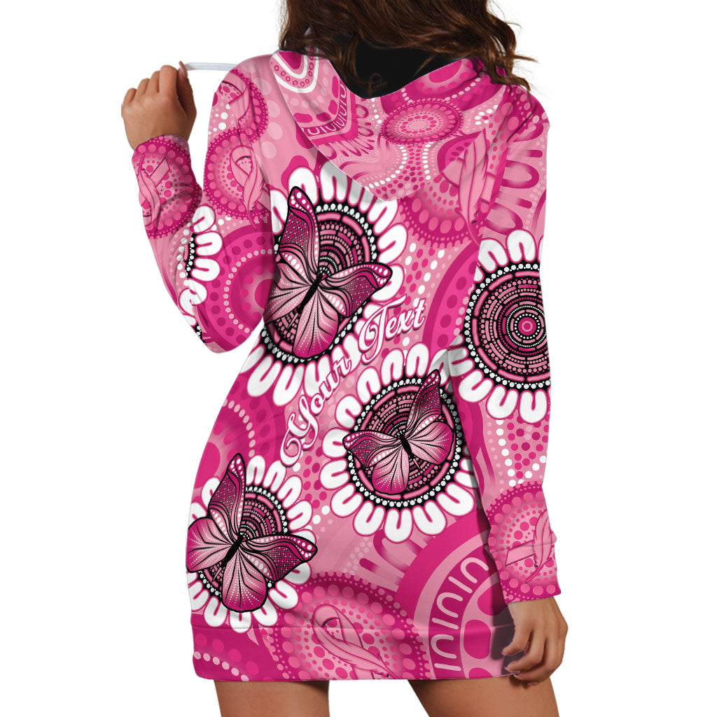 Personalised Australia Indigenous Hoodie Dress Breast Cancer Ribbon Think Pink - Pink Version
