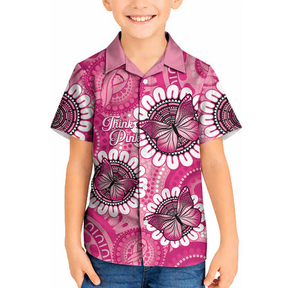 Personalised Australia Indigenous Kid Hawaiian Shirt Breast Cancer Ribbon Think Pink - Pink Version