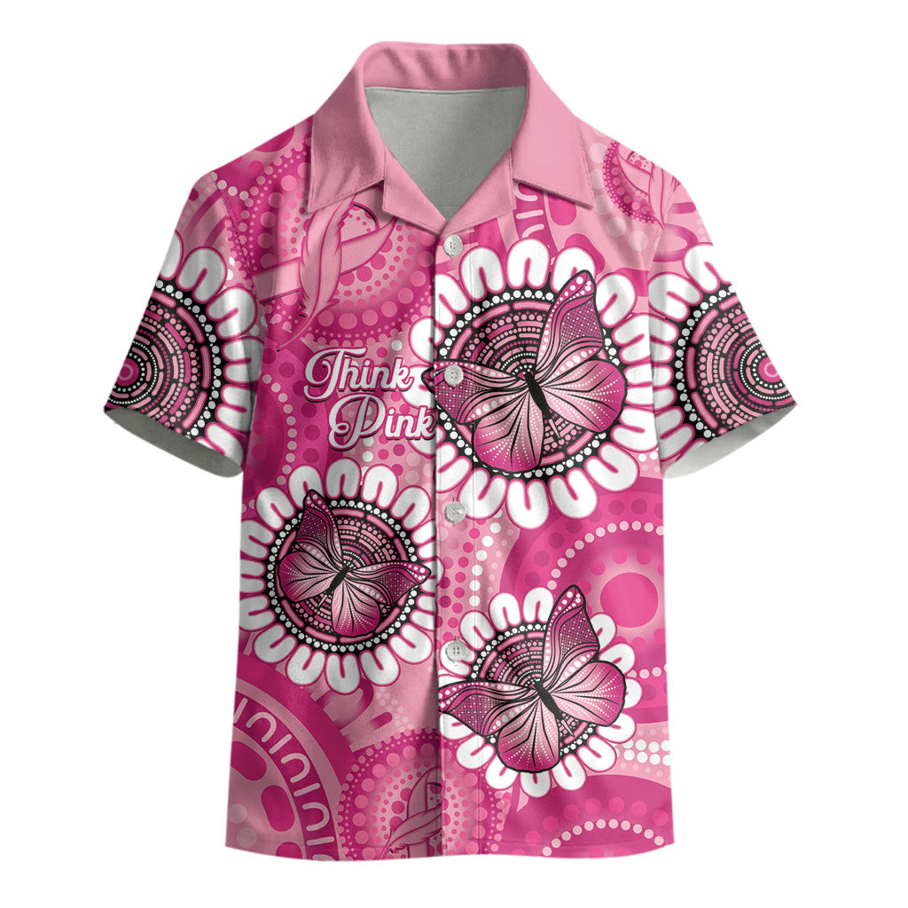 Personalised Australia Indigenous Kid Hawaiian Shirt Breast Cancer Ribbon Think Pink - Pink Version