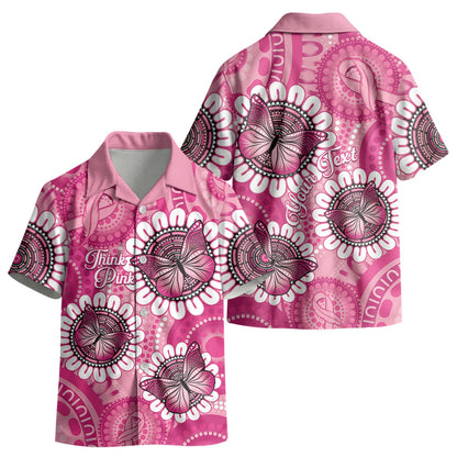 Personalised Australia Indigenous Kid Hawaiian Shirt Breast Cancer Ribbon Think Pink - Pink Version