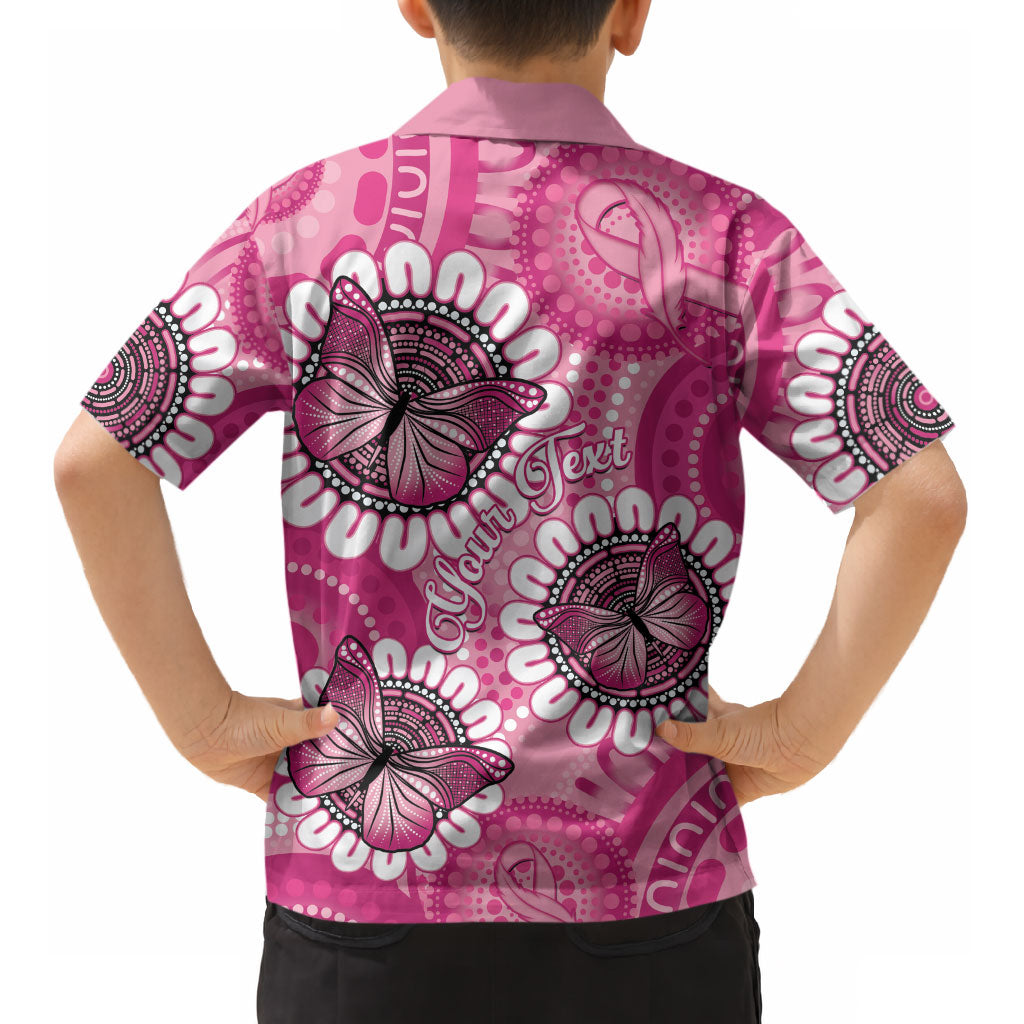 Personalised Australia Indigenous Kid Hawaiian Shirt Breast Cancer Ribbon Think Pink - Pink Version